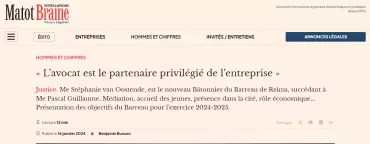 ARTICLE MATOT-BRAINE " L'avocat est le partenaire privilégié de l'entreprise "
